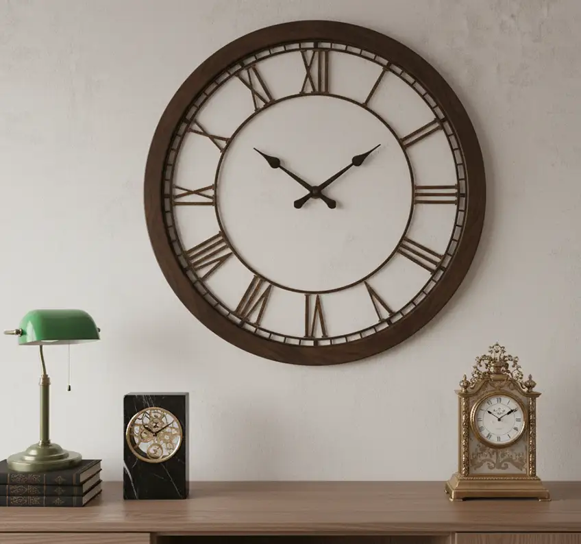 image showcasing a selection of Roman numeral clocks perfect for a home setting