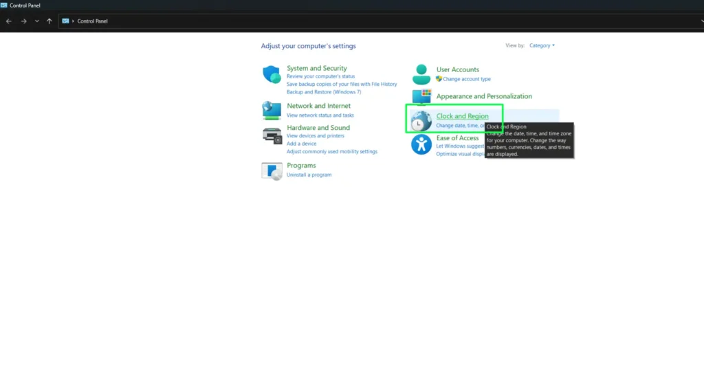 Click Clock and Region