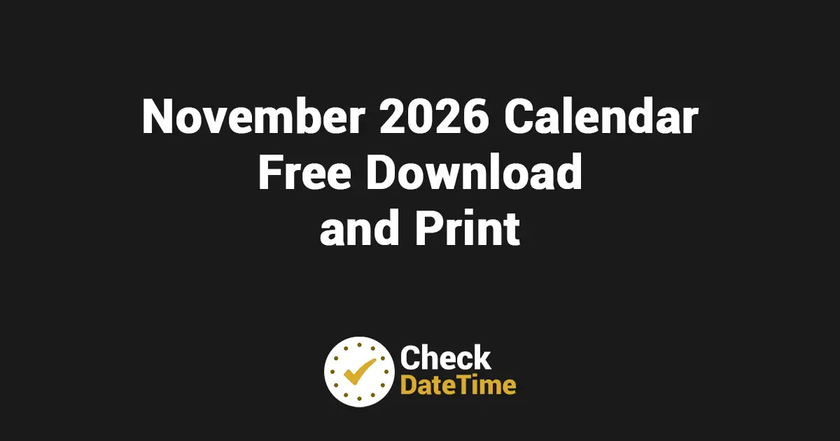 November 2026 Calendar - Free Download and Print