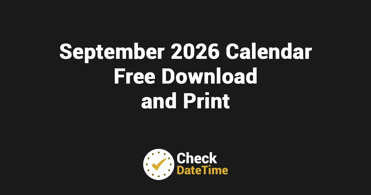 September 2026 Calendar Free Download and Print