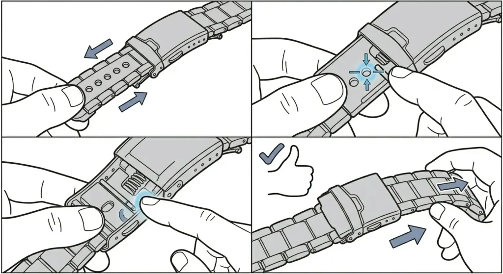 How to Adjust a Metal Watch Clasp-Adjust to the Desired Position