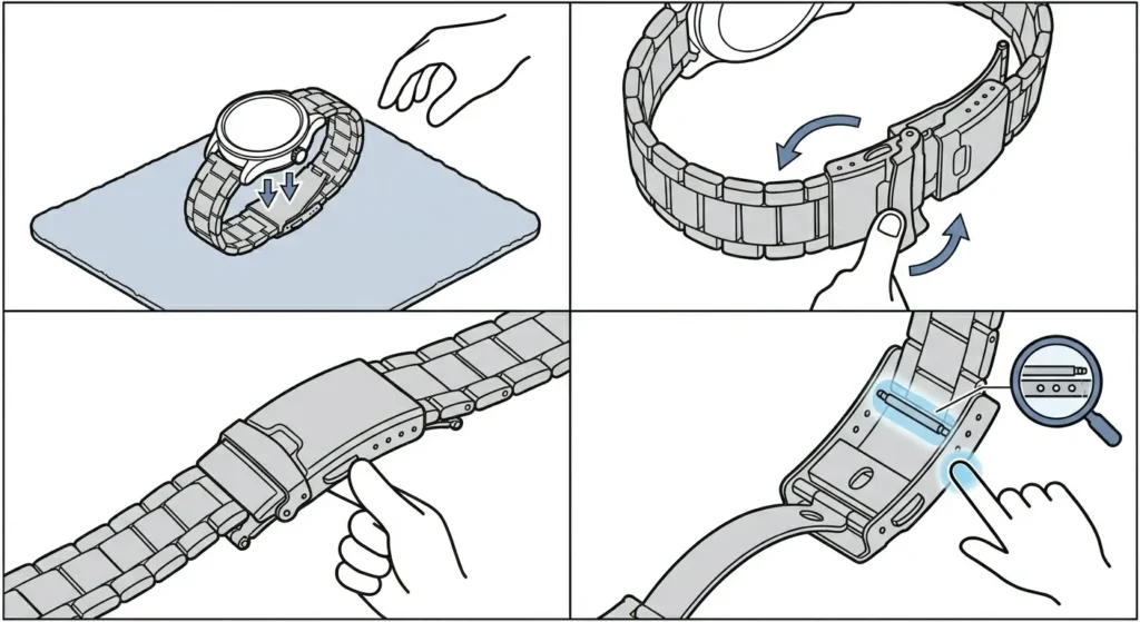 How to Adjust a Metal Watch Clasp-Prepare the Watch for Adjustment