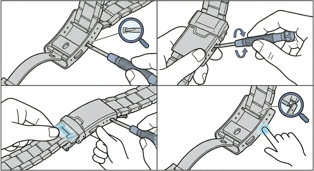 How to Adjust a Metal Watch Clasp-Release the Current Position