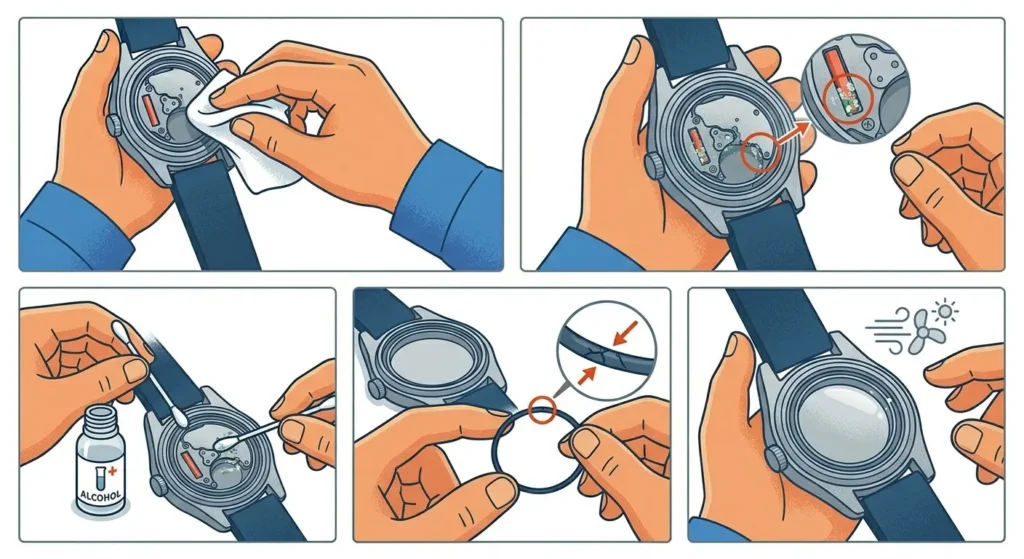 How to Change a Watch Battery-Method 5_ Clean the Battery Compartment