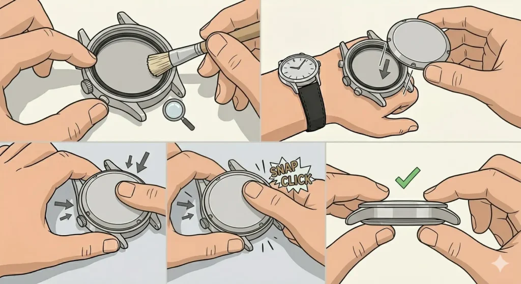 How to Change the Battery in a Timex Weekender-Closing the Case Back