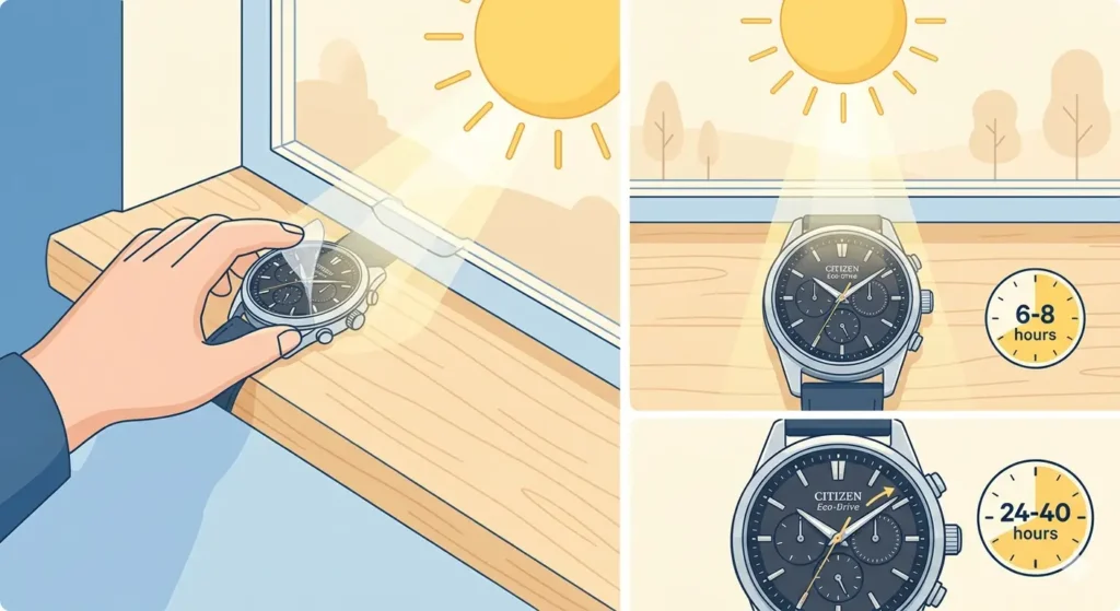How to Jump-Start a Solar Watch (Eco-Drive & Tough Solar)-Method 1_ Direct Sunlight Charging