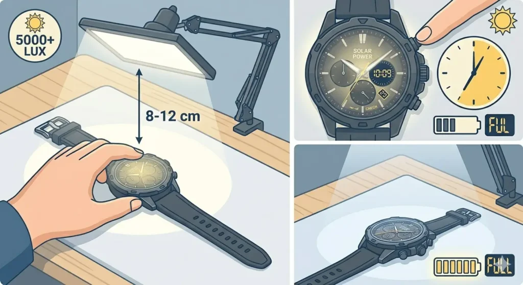 How to Jump-Start a Solar Watch (Eco-Drive & Tough Solar)-Method 2_ High-Intensity Lamp Charging
