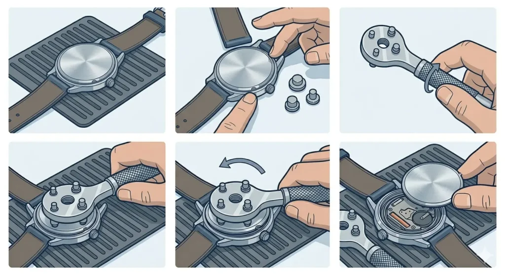 How to Open a Watch Case Back (Snap-on vs. Screw-down)-Step-by-Step Process for Screw-down Removal