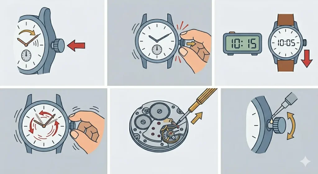 How to Set Time on a Watch with Hacking Movement - Step Guide