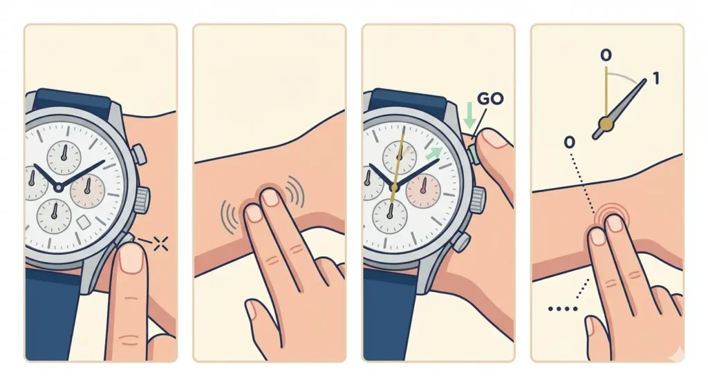 How to Read a Pulsometer Scale on a Watch-Start the Chronograph