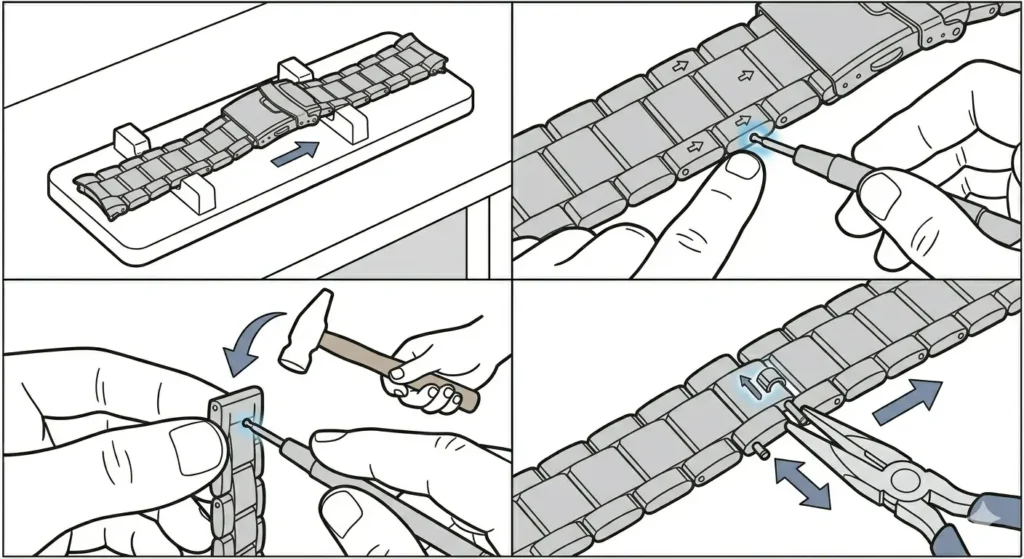 How to Remove Links from a Watch Bracelet-Steps to Remove Pin and Collar Links