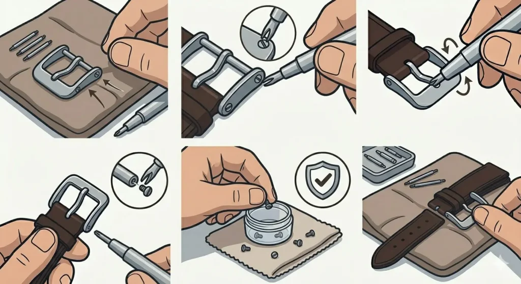 How to Replace a Watch Strap Buckle-Method 2_ Replacing a Screw-Type Buckle remove