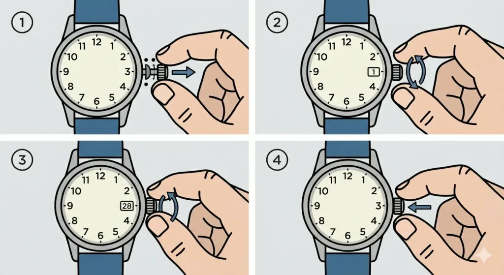 How to Set a Day-Date Complication-Method 2_ Adjusting the Date