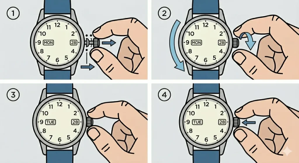 How to Set a Day-Date Complication-Method 3_ Adjusting the Day Display