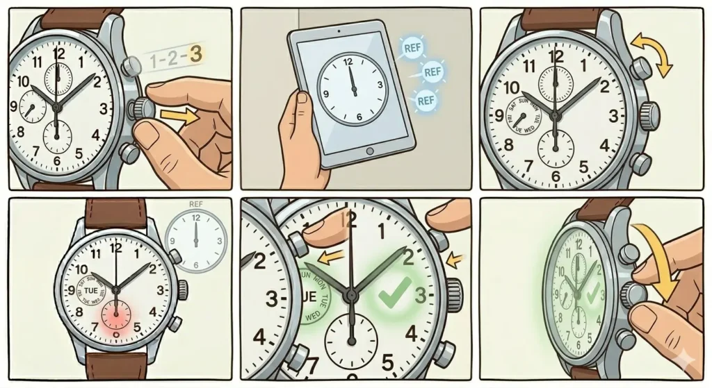 How to Set a Perpetual Calendar Watch-Complete Time Setting