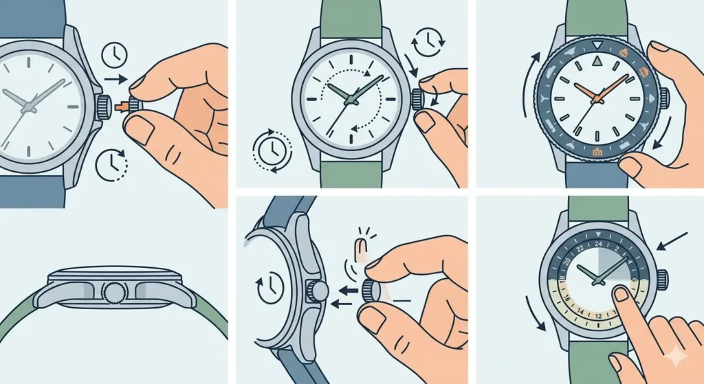 How to Set and Use a World Timer Watch-Method 1_ Crown-Based Setting (Analog Models)