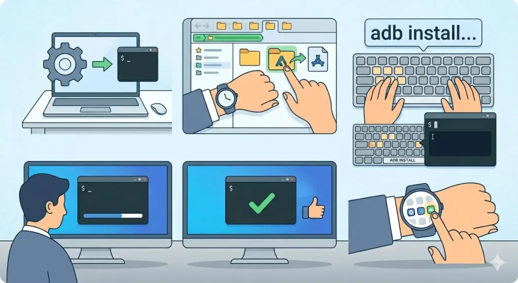 How to Sideload Apps on a Wear OS Watch-Sideload the App Using ADB Commands