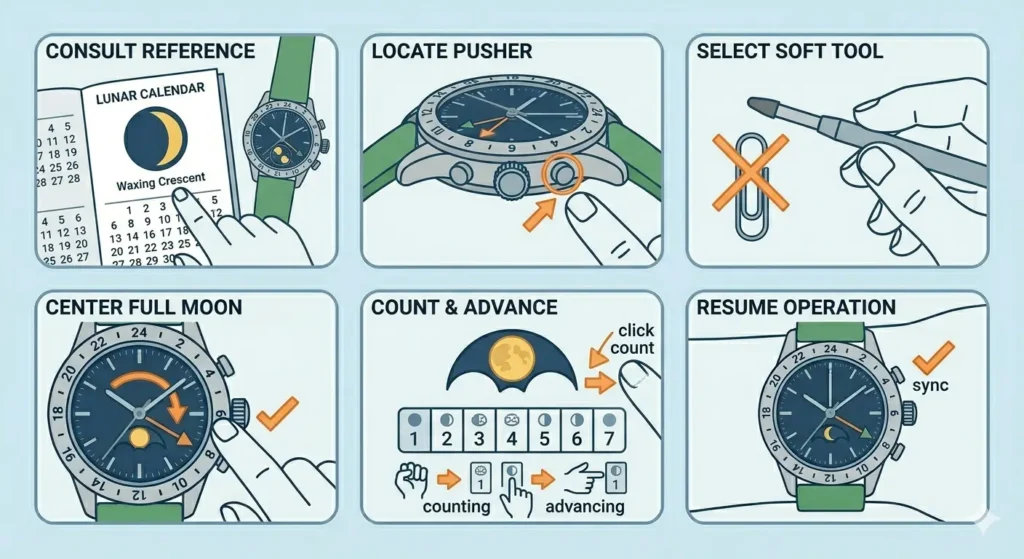 How to Use Your Watch-Setting the Moon Phase