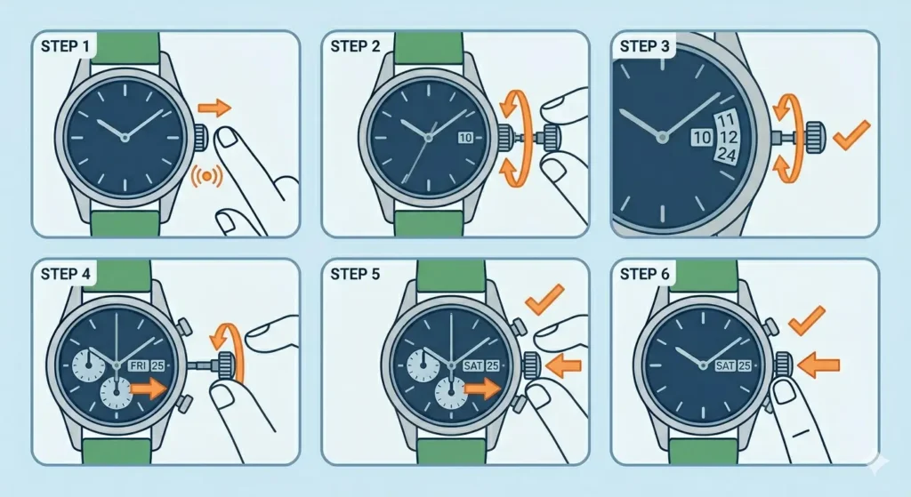 How to Use Your Watch-Standard Date Setting Procedure