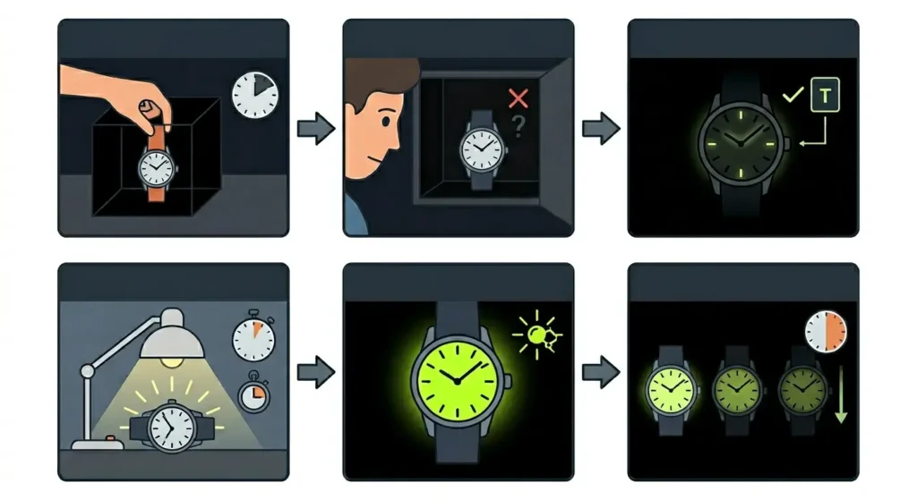 A Guide to Watch Lume_ Tritium vs. Super-LumiNova-Method 2_ Observe the Glow Pattern
