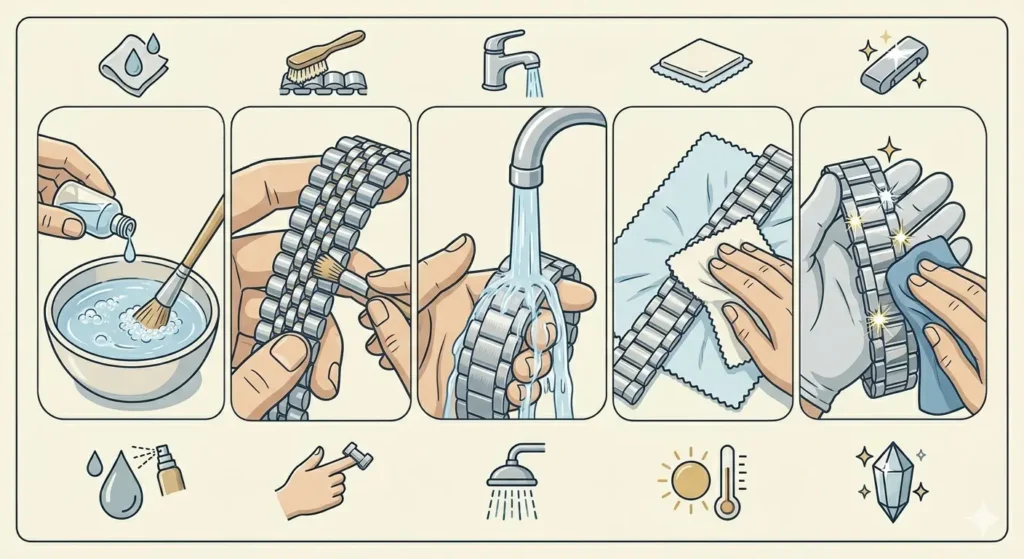 A Guide to Watch Straps and Bracelets (Materials and Styles)-Caring for Different Strap Materials-Metal Bracelet Care