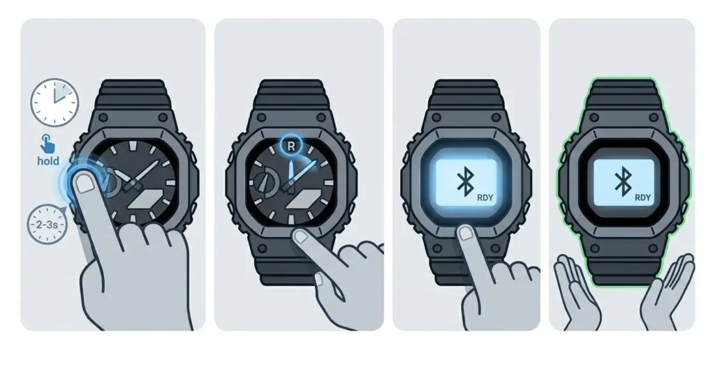 How to Connect Your G-Shock to the G-Shock Connected App-Put the G-Shock Watch in Pairing Mode
