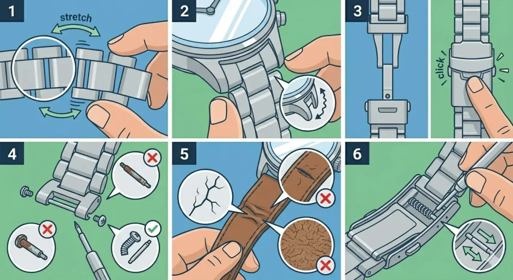 How to Inspect a Watch Before Buying (New or Used)-Evaluating the Bracelet, Strap, and Clasp