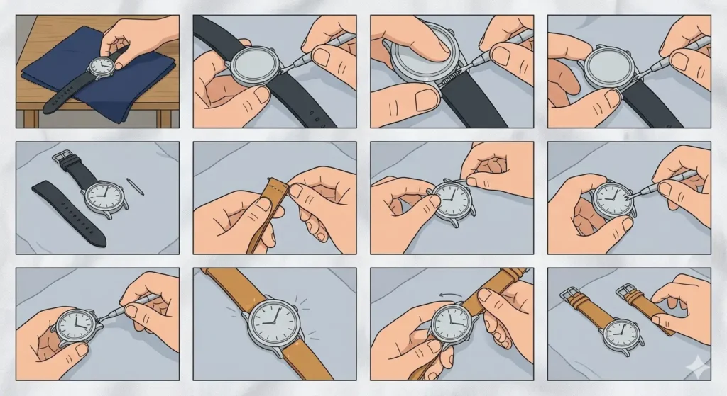 How to Pair a Watch Strap with Your Watch-Method 2_ Installing Traditional Spring Bar Stra (1)