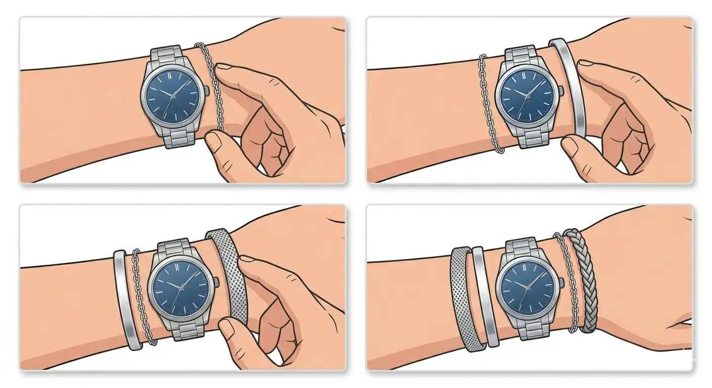 How to Stack Bracelets with Your Watch-Method 3_ Arranging Bracelets Around the Watch