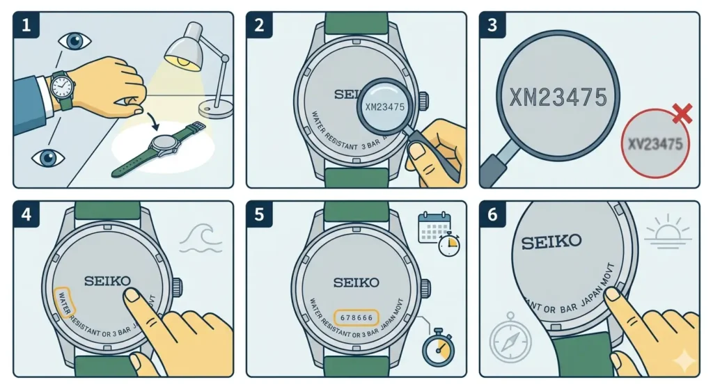 How to Tell if a Seiko 5 is Authentic-Method 1_ Examine the Case Back Details