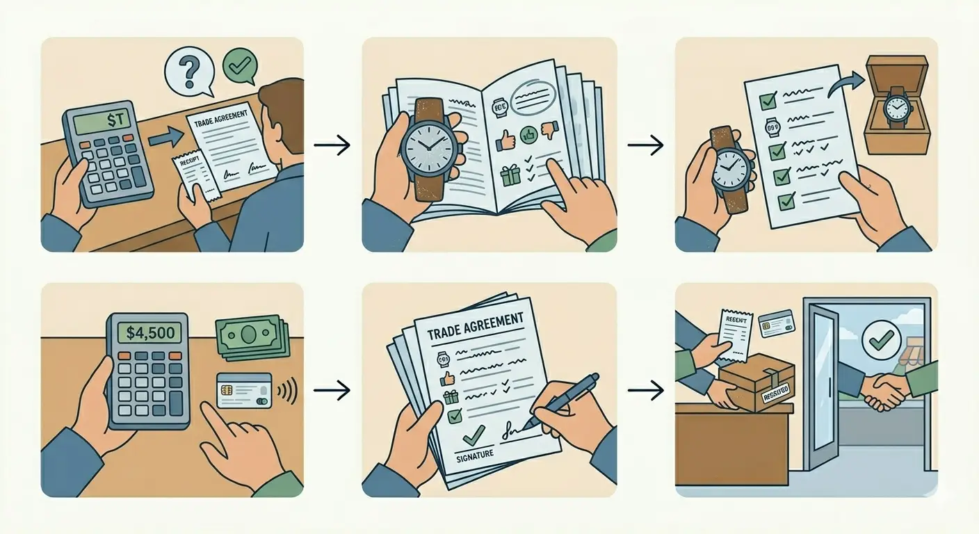 How to Trade a Watch with a Dealer-Step 8_ Review and Complete the Trade Agreement